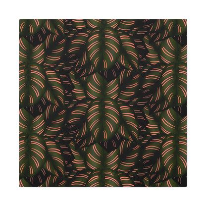 Calathea Pinstripe Pattern Canvas Print – Botanical Wall Art