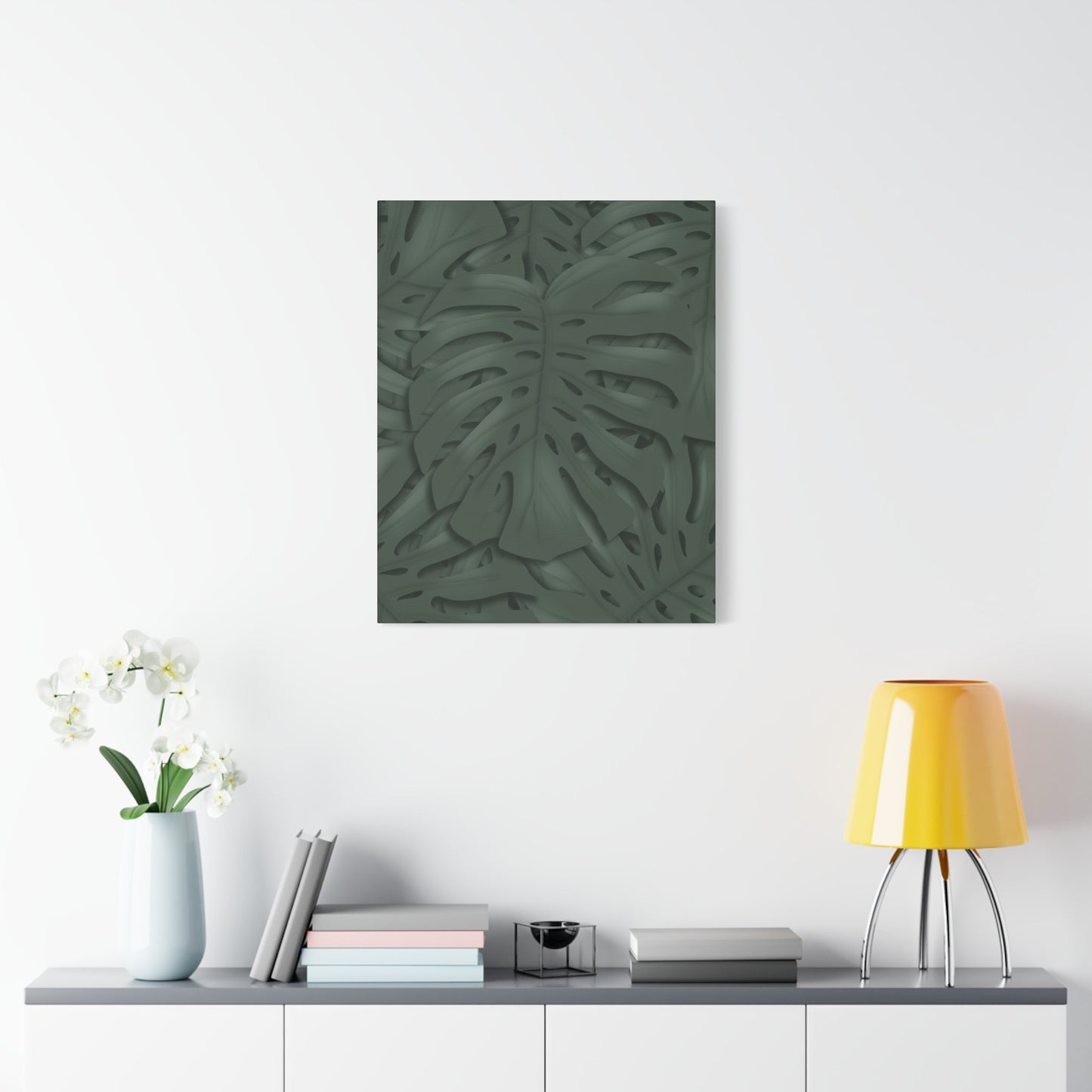 Deep Green Monstera Canvas Print – Botanical Wall Art