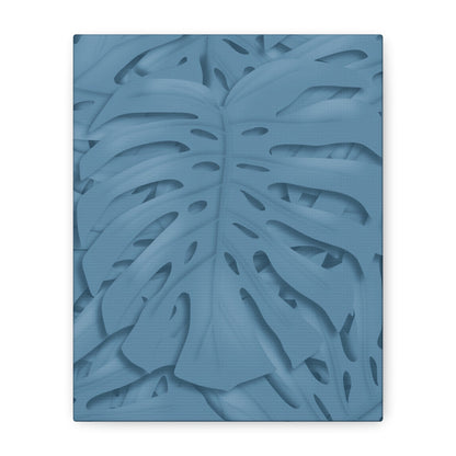 Cerulean Blue Monstera Canvas Print – Botanical Wall Art