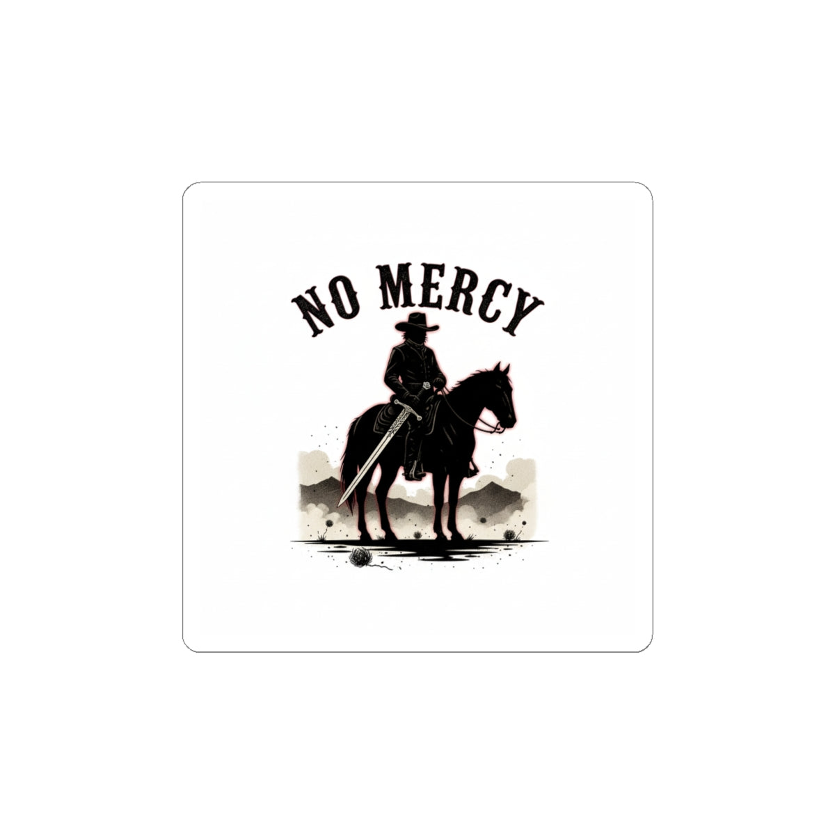 No Mercy Cowboy Skull Sticker | western skull art, gothic Americana