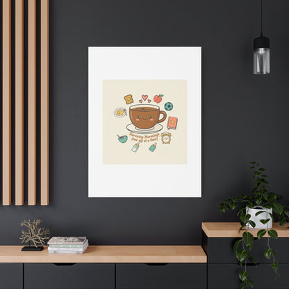 Surviving Mornings (One Sip at a Time) Canvas | Parenting Morning Humor, Coffee & Kids