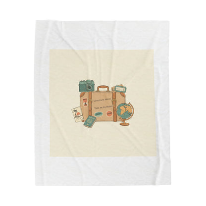Wanderlust Postage Travel Stamp Blanket | Retro Postcard Vintage