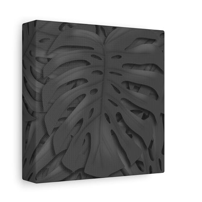 Charcoal Monstera Canvas Print – Botanical Wall Art
