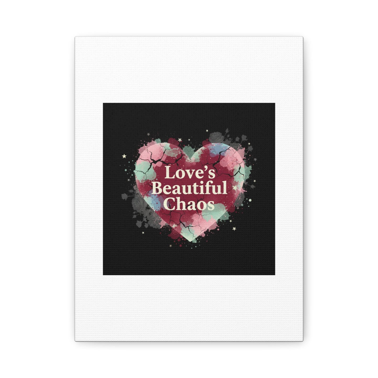 Love's Beautiful Chaos Canvas Print | Soft Grunge Hearts, Distressed Heart Art