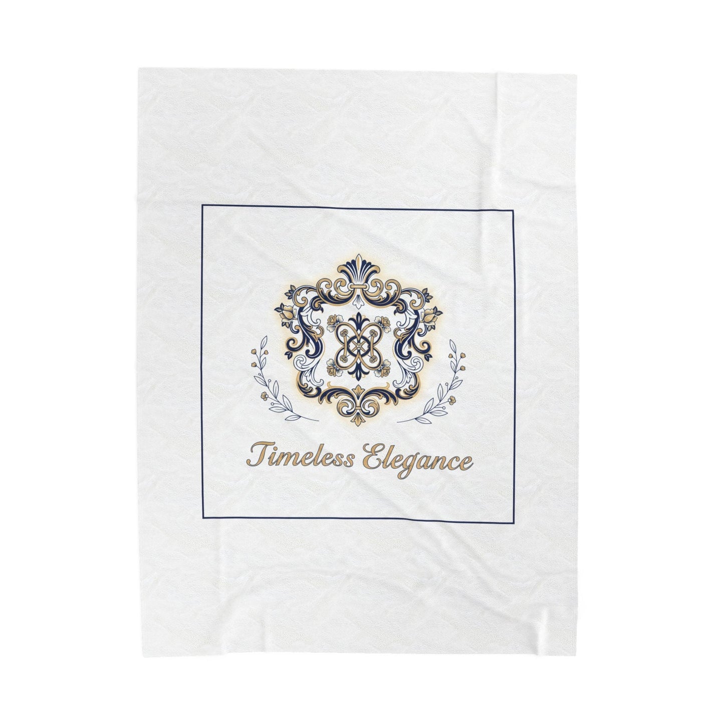 Ornate Brooch Emblem Velveteen Blanket | Baroque Pin Motif, Timeless Elegance