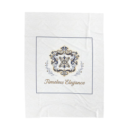 Ornate Brooch Emblem Velveteen Blanket | Baroque Pin Motif, Timeless Elegance