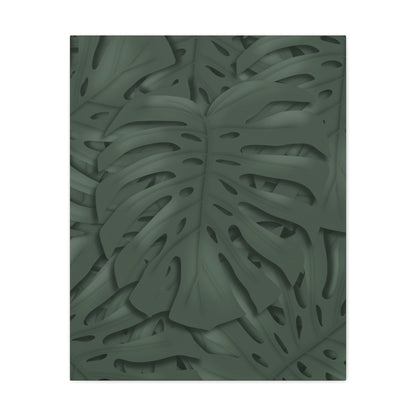 Deep Green Monstera Canvas Print – Botanical Wall Art