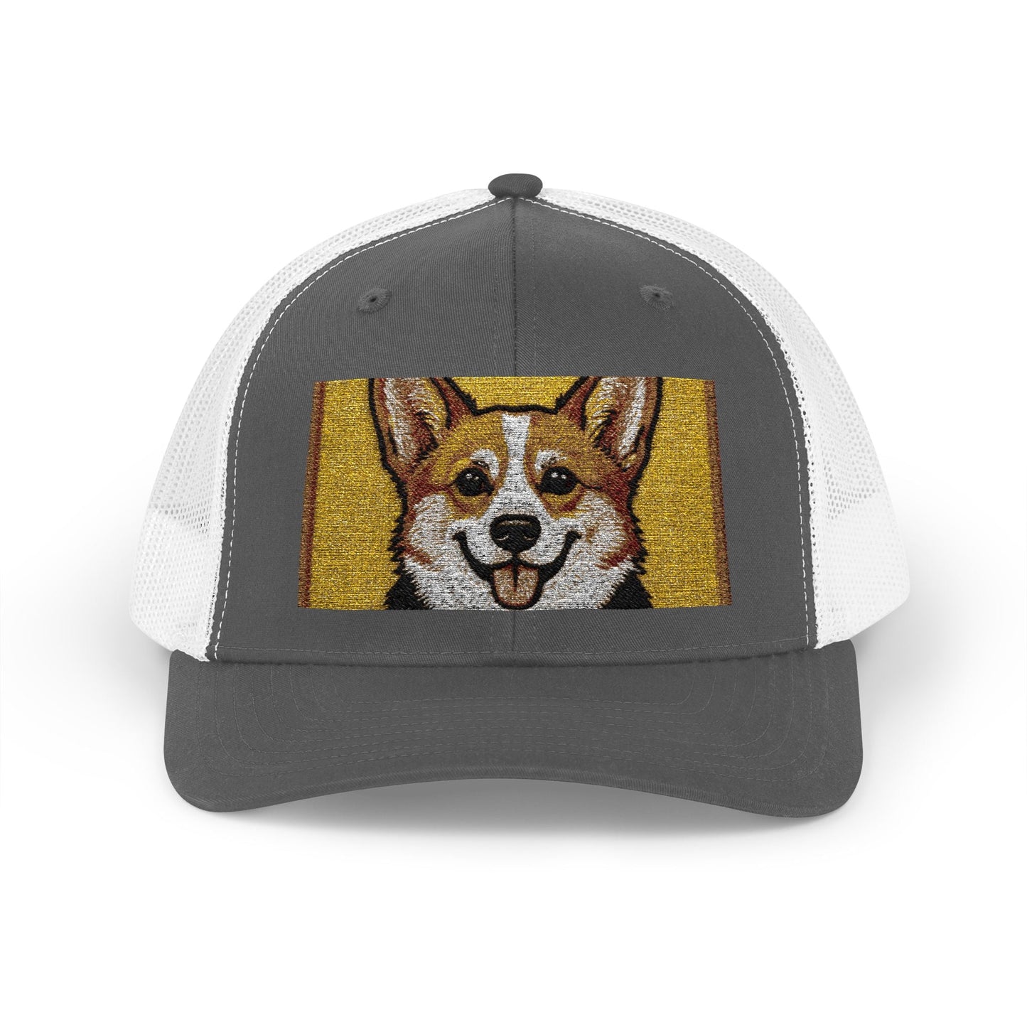 Happy Corgi Snapback Trucker Cap — "Happy Corgi Dog Happy Life"