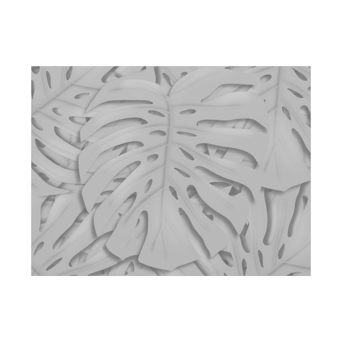 Soft Grey Monstera Canvas Print – Botanical Wall Art