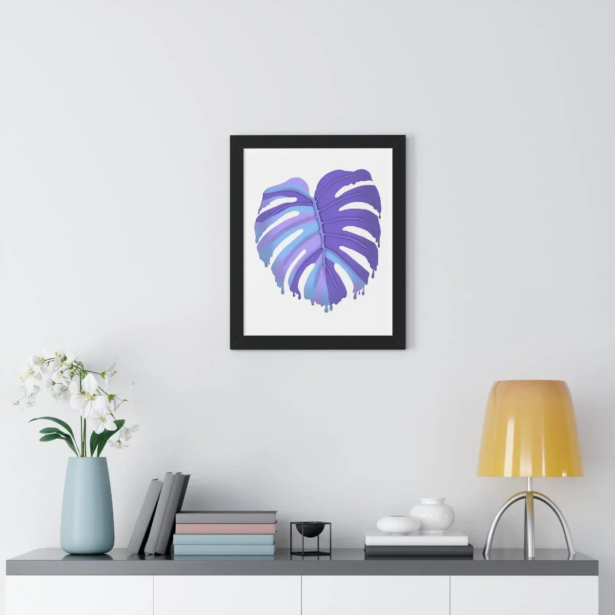 Purple Melting Monstera Framed Print – Botanical Wall Art