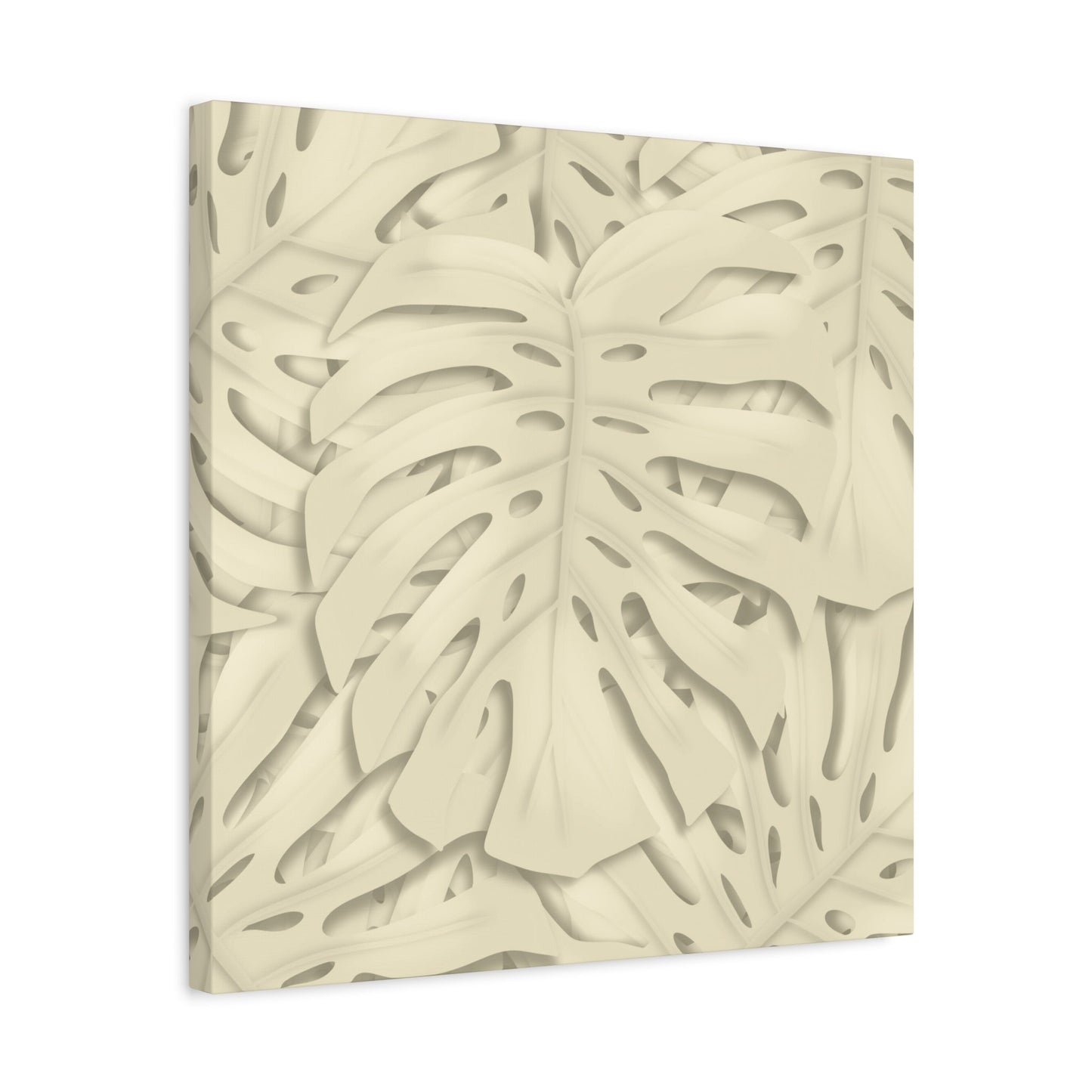 Beige Monstera Canvas Print – Botanical Wall Art