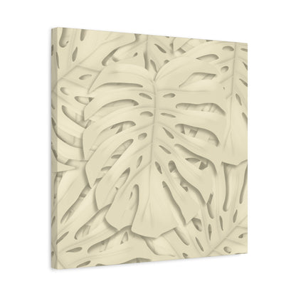 Beige Monstera Canvas Print – Botanical Wall Art