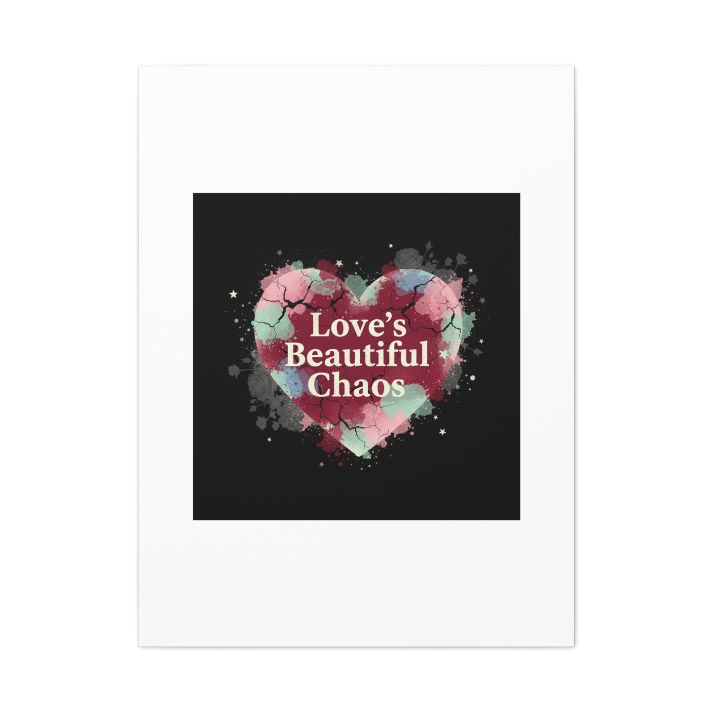 Love's Beautiful Chaos Canvas Print | Soft Grunge Hearts, Distressed Heart Art