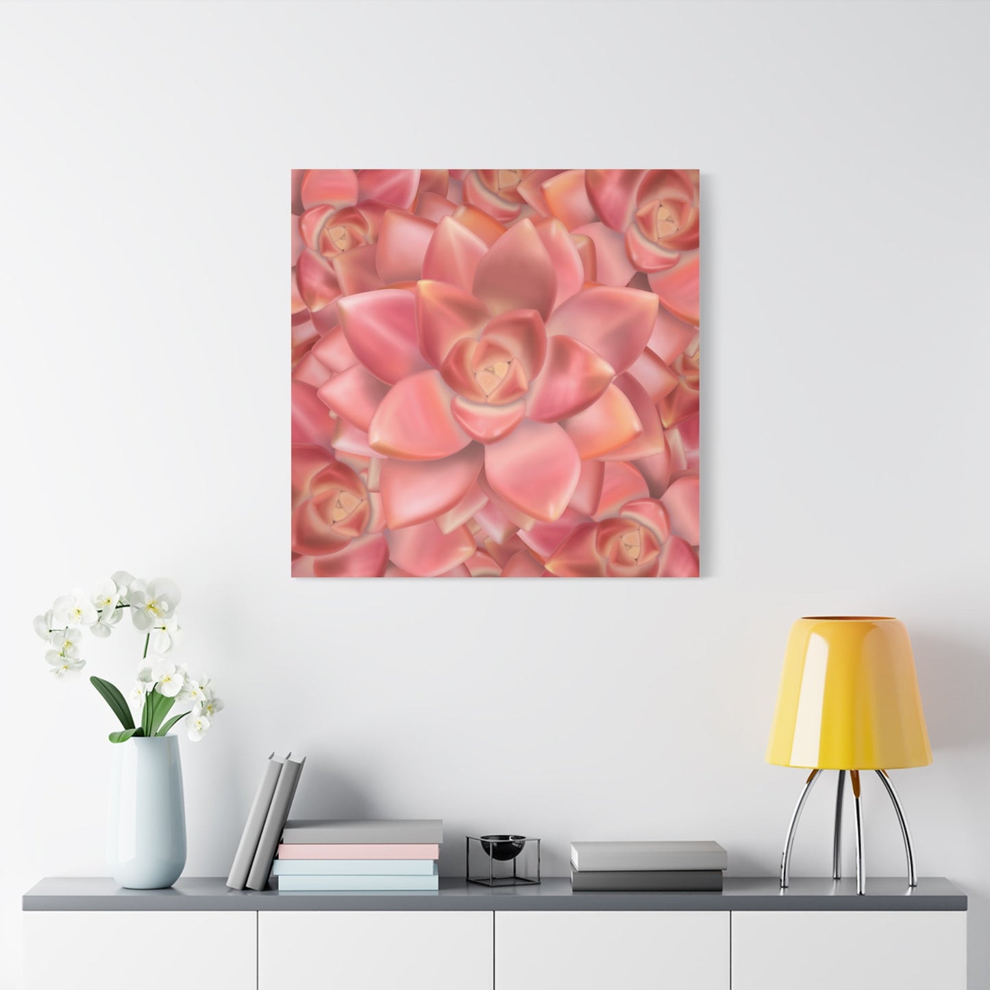 Graptosedum California Sunset Succulent Pattern Canvas Print – Botanical Wall Art