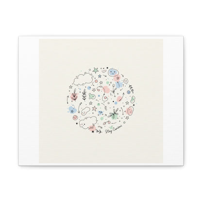 Doodle Circle Line Drawing Matte Canvas, Hand-Drawn Sketch Art