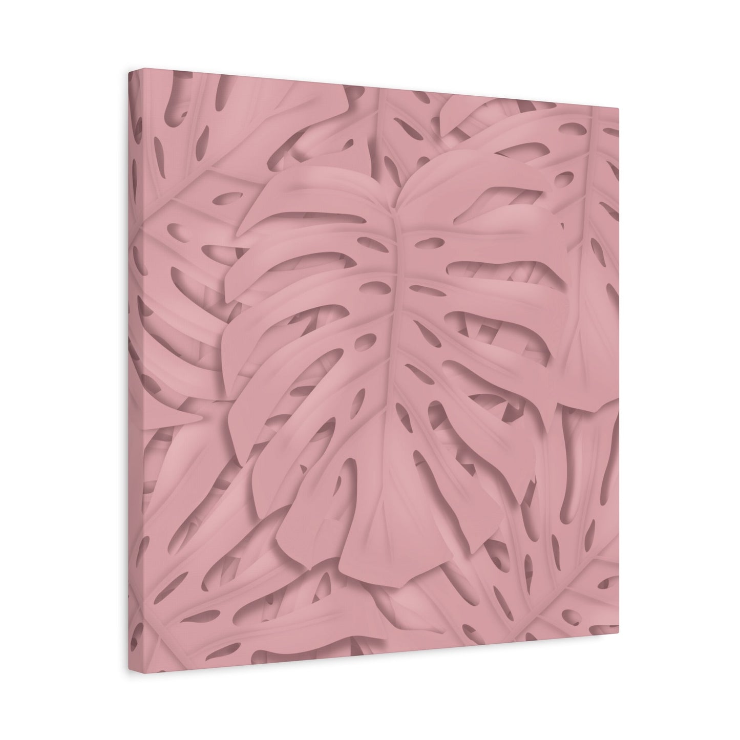 Soft Pink Monstera Canvas Print – Botanical Wall Art