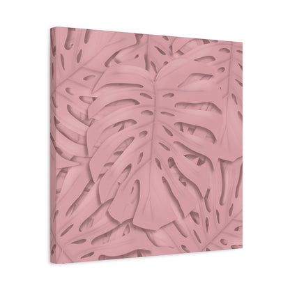 Soft Pink Monstera Canvas Print – Botanical Wall Art
