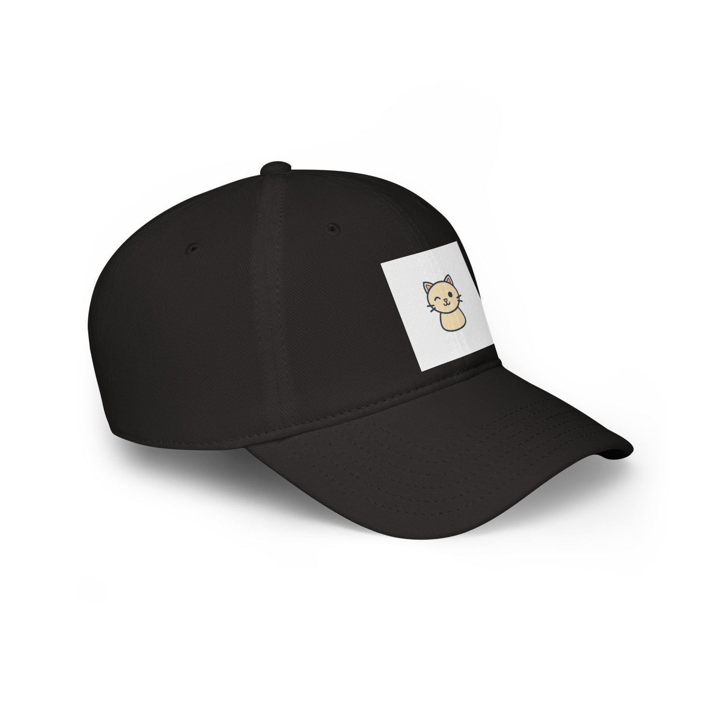 Cute Cat Patch Baseball Cap — Minimalist Kitten Embroidered Hat