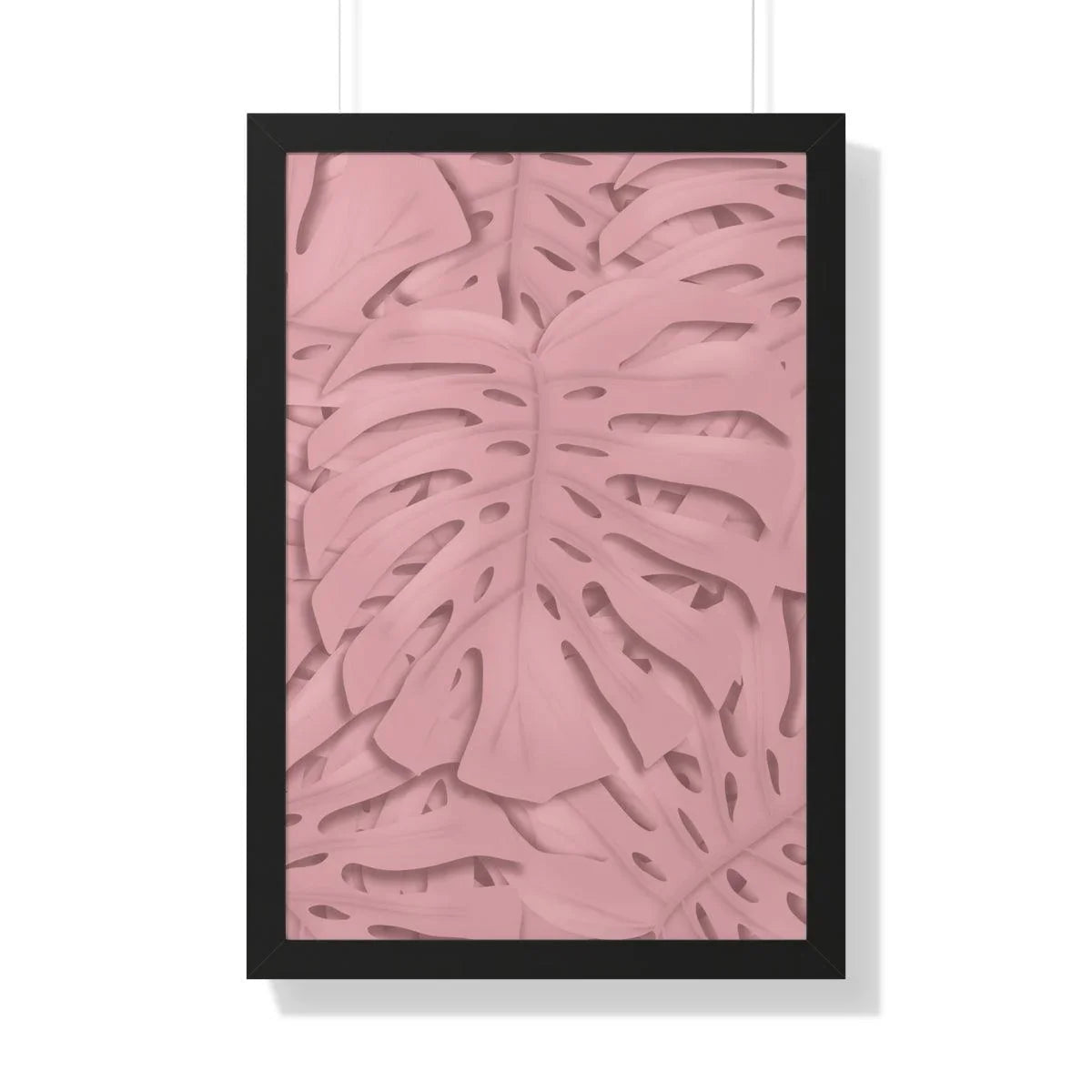 Soft Pink Monstera Framed Print – Botanical Wall Art