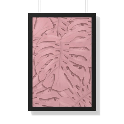 Soft Pink Monstera Framed Print – Botanical Wall Art