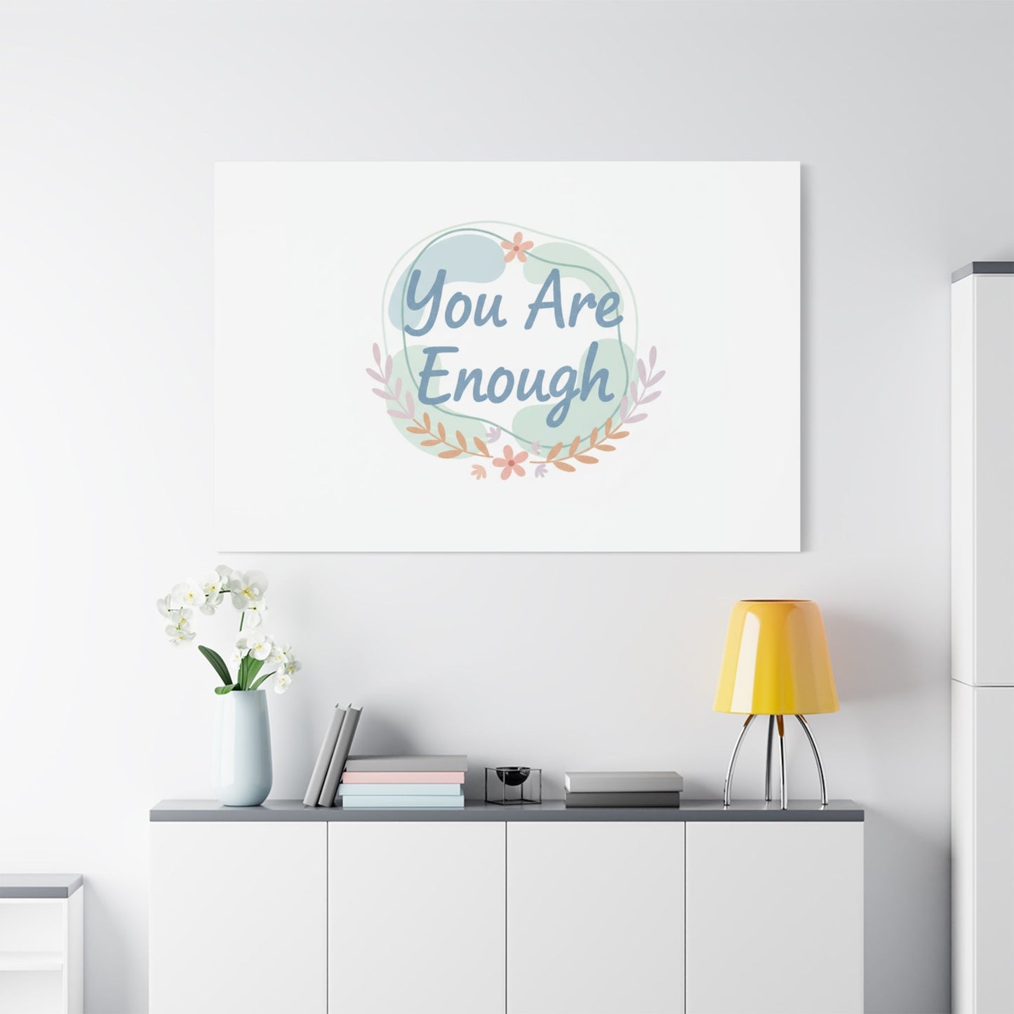 You Are Enough Canvas, Mental Health Art | Supportive Affirmation Wall Decor
