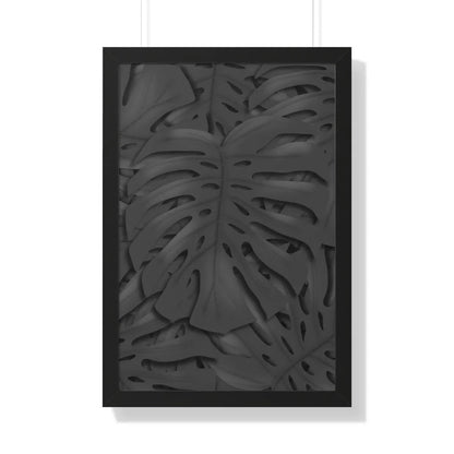 Charcoal Monstera Framed Print – Botanical Wall Art