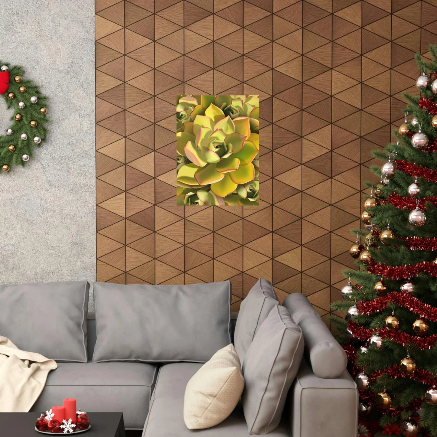 Noble Aeonium Succulent Pattern Botanical Print – Unframed Wall Art