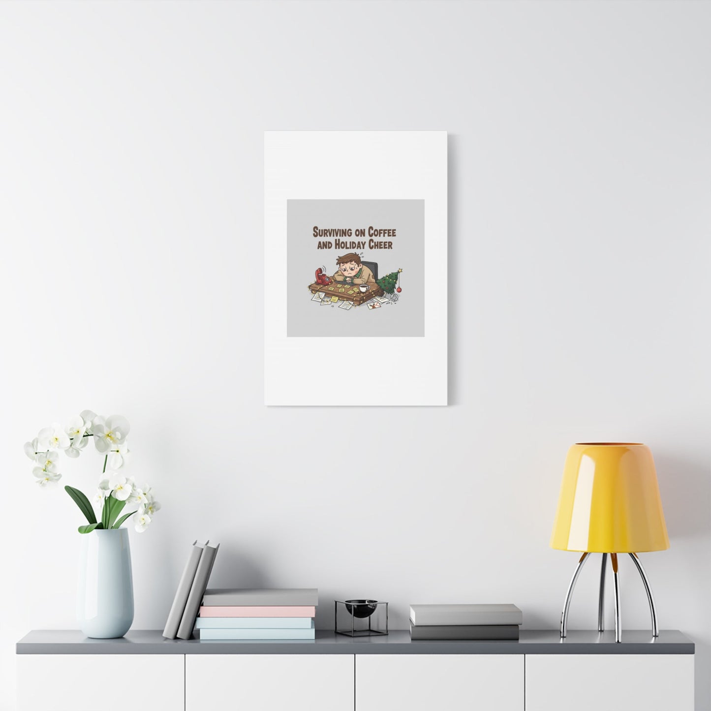 Surviving on Coffee and Holiday Cheer Canvas | Holiday Burnout, Festive But Tired