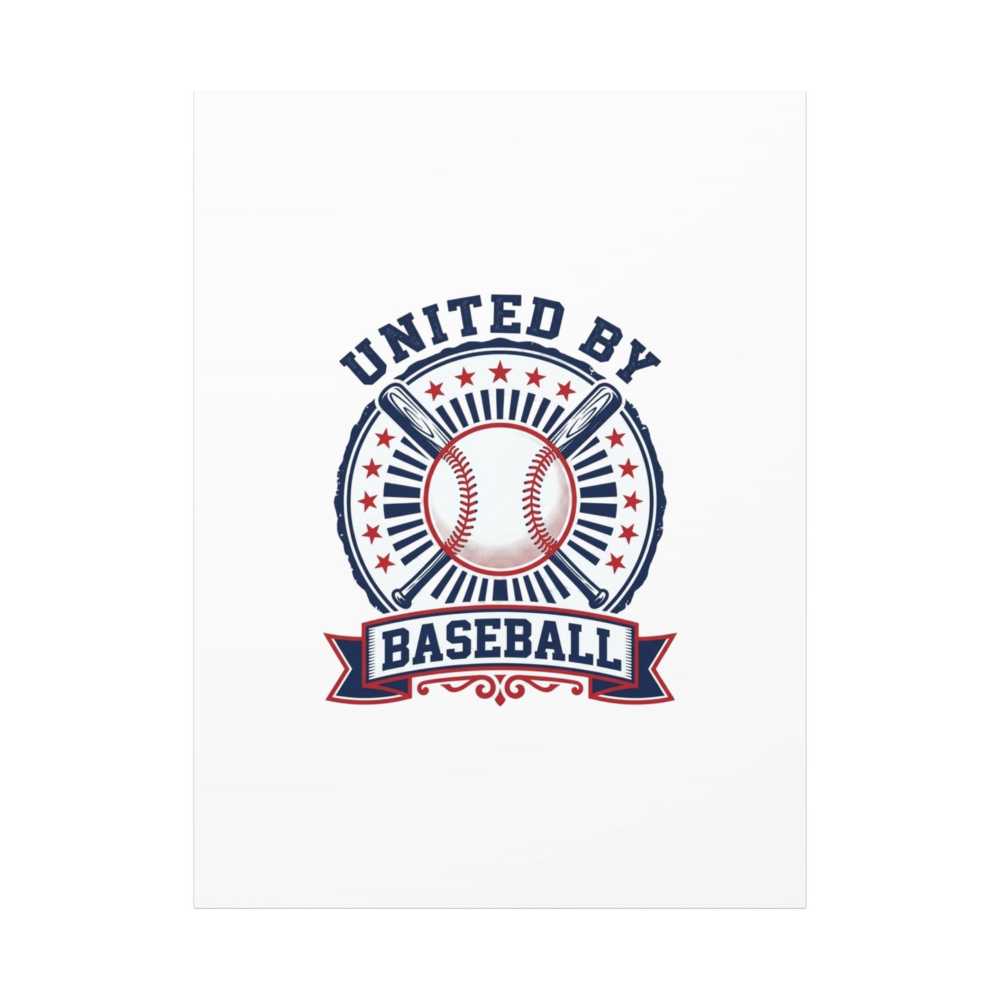 United by Baseball Canvas | Patriotic Baseball Graphic, Red White Blue Wall Art