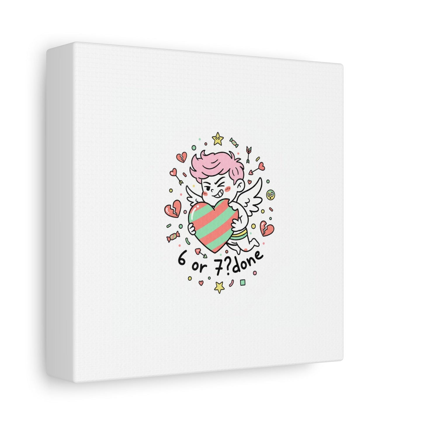 Weird Cupid heart illustration Canvas | Weird Valentine, quirky chaotic love