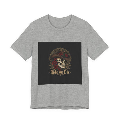 Ride or Die Skull Cowboy Tee | western skull art, gothic Americana