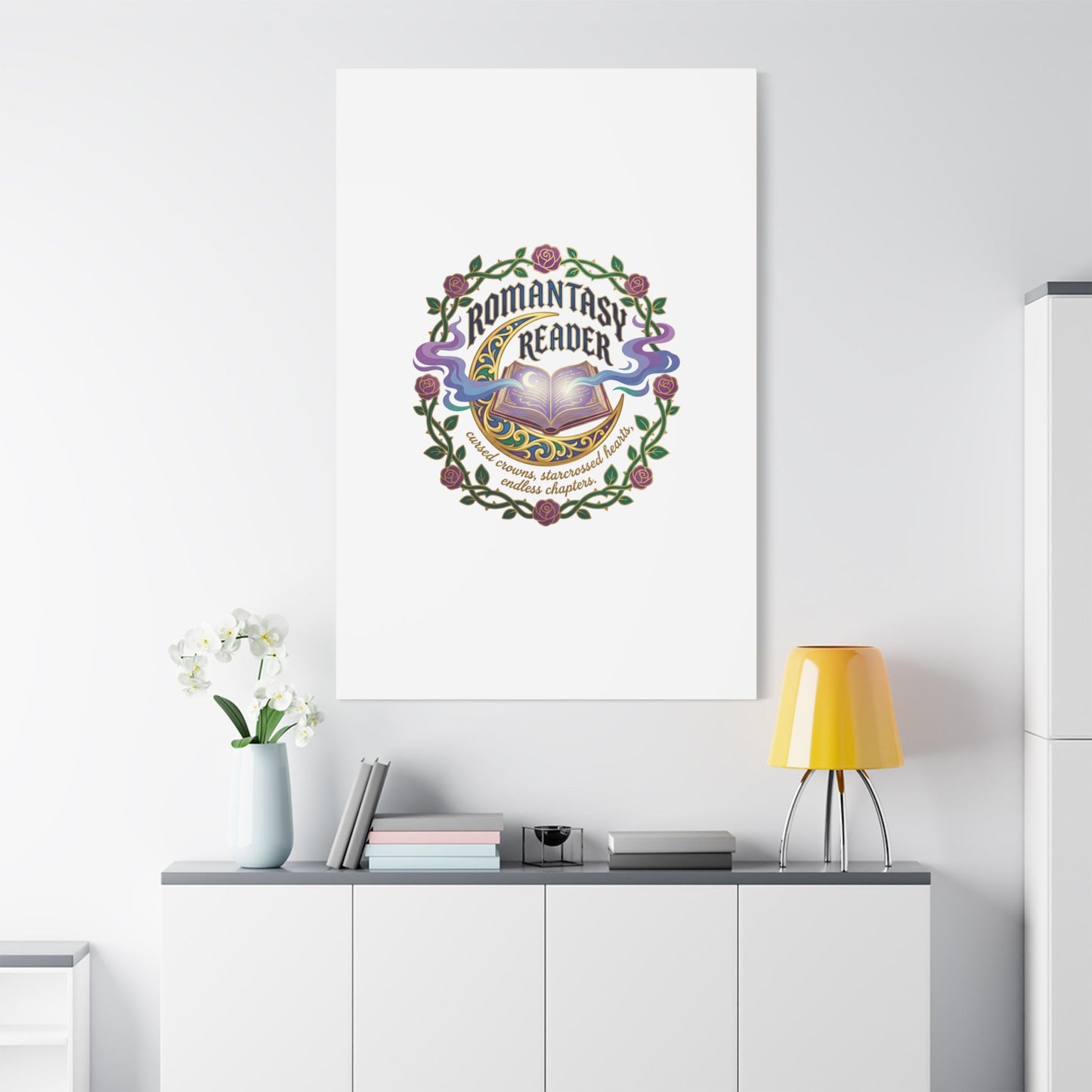 Romantasy Reader Canvas Print | enchanted bookish celestial gothic