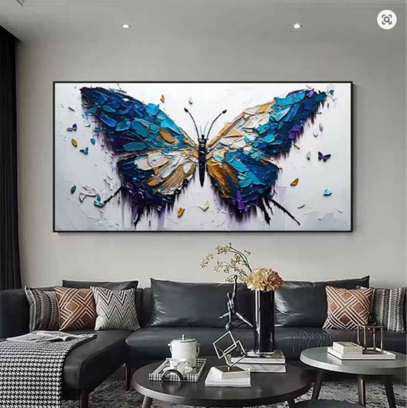 Handmade Oil Painting Canvas Wall Art Decoration Animal Abstract Texture Butterfly For Home Living Room Decor Rolled Frameless Unstretched Painting