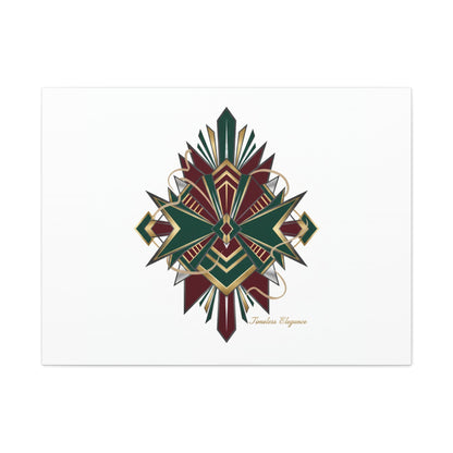 Art Deco geometric brass print Canvas | Neo-Deco chrome & gold fan motif