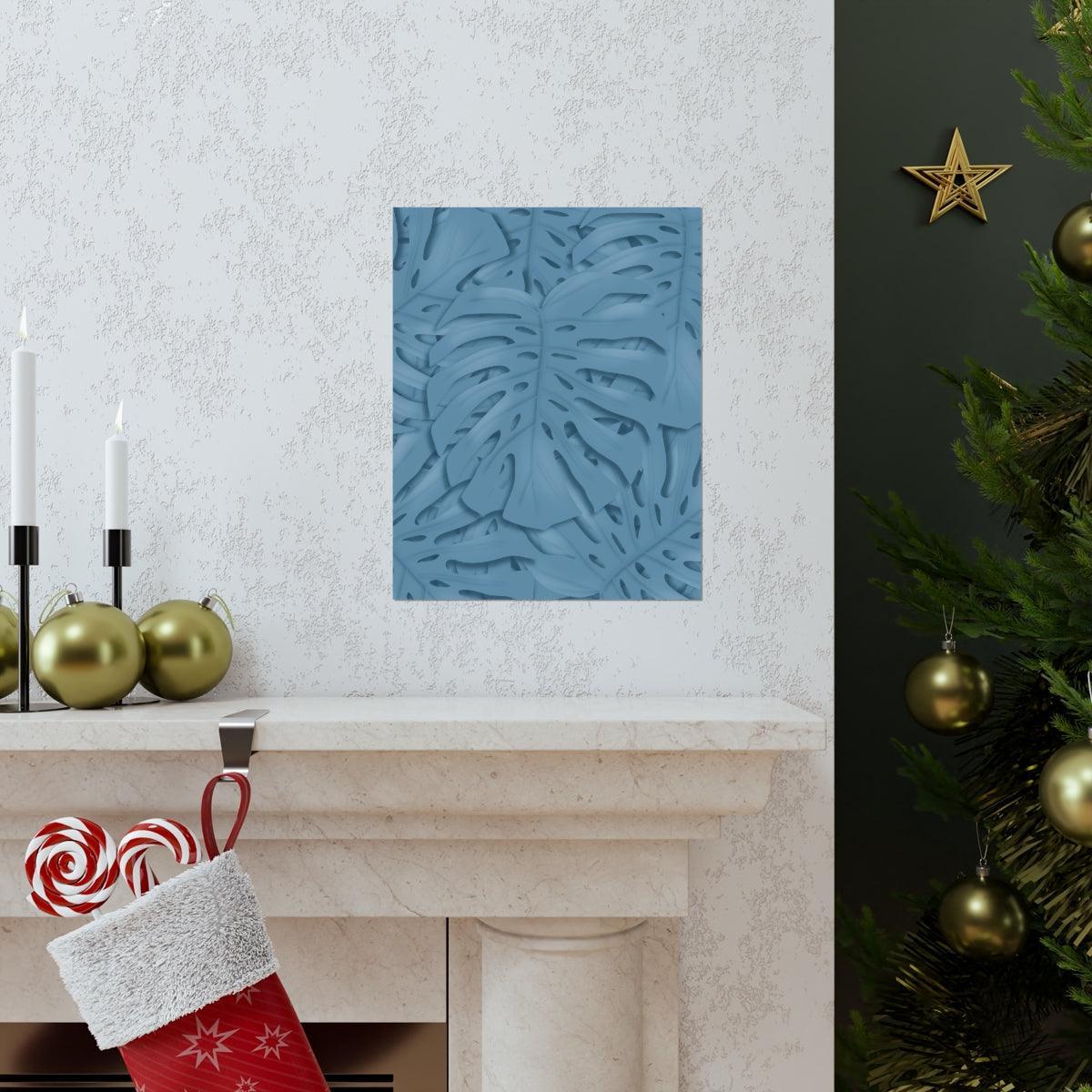 Cerulean Monstera Botanical Print – Unframed Wall Art
