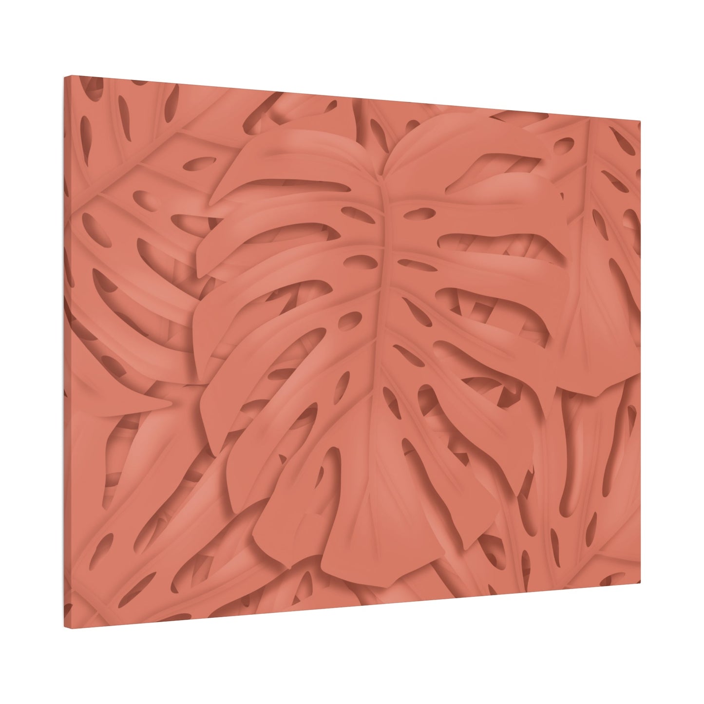 Coral Monstera Canvas Print – Botanical Wall Art