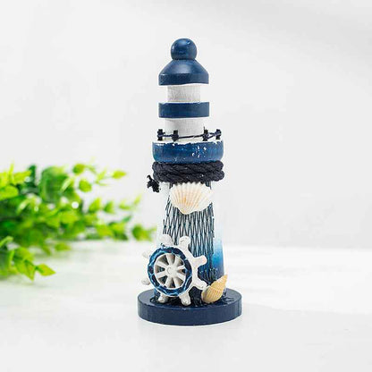 Mediterranean Style Wooden Pressing Die Ocean 13cm Small Lighthouse