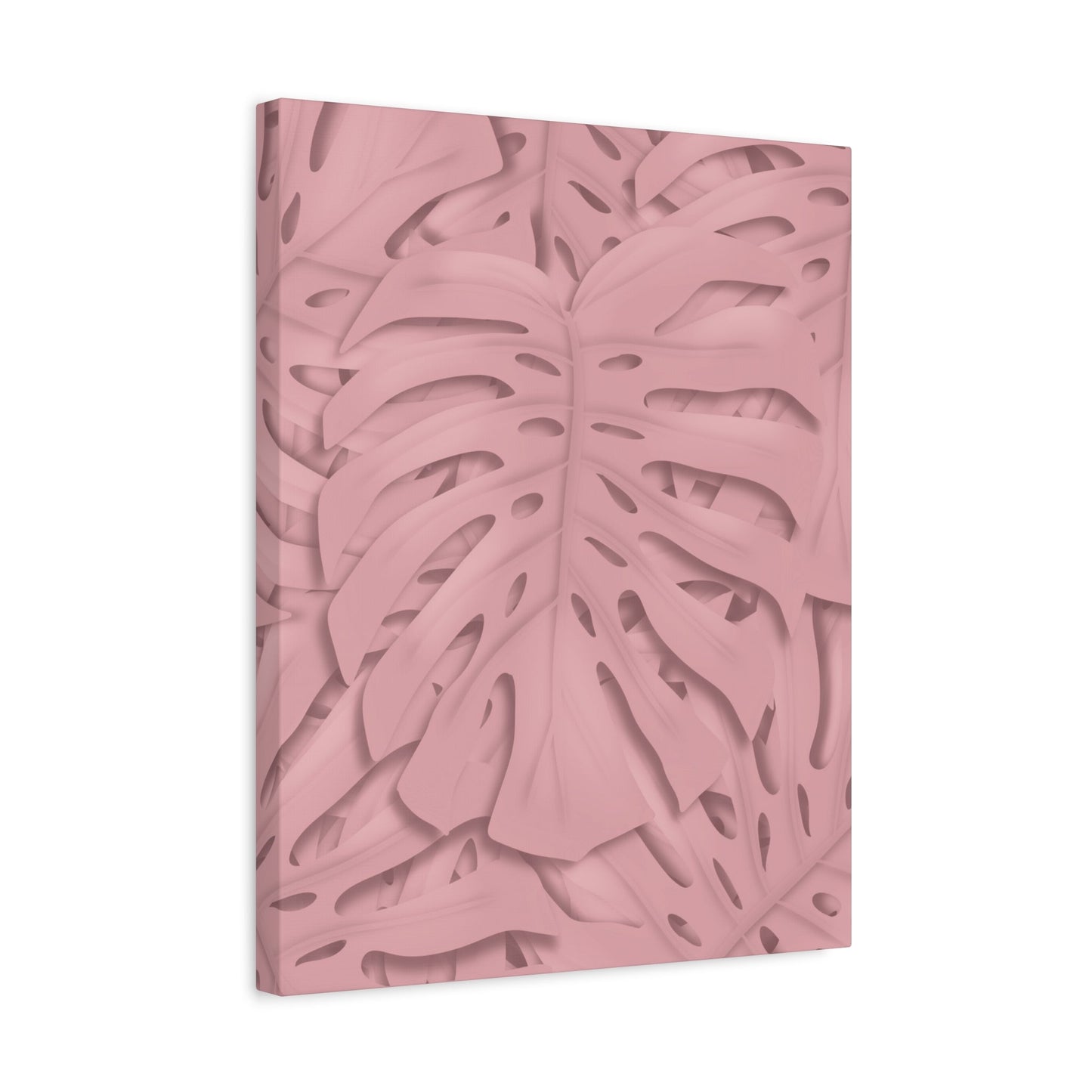 Soft Pink Monstera Canvas Print – Botanical Wall Art