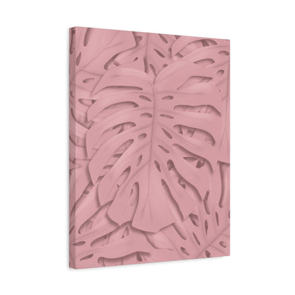 Soft Pink Monstera Canvas Print – Botanical Wall Art