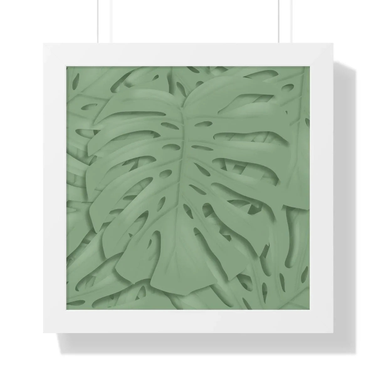 Sage Green Monstera Framed Print – Botanical Wall Art