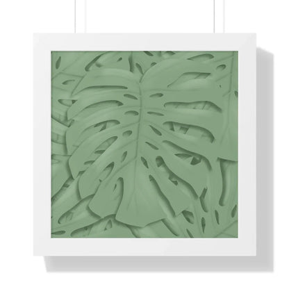 Sage Green Monstera Framed Print – Botanical Wall Art