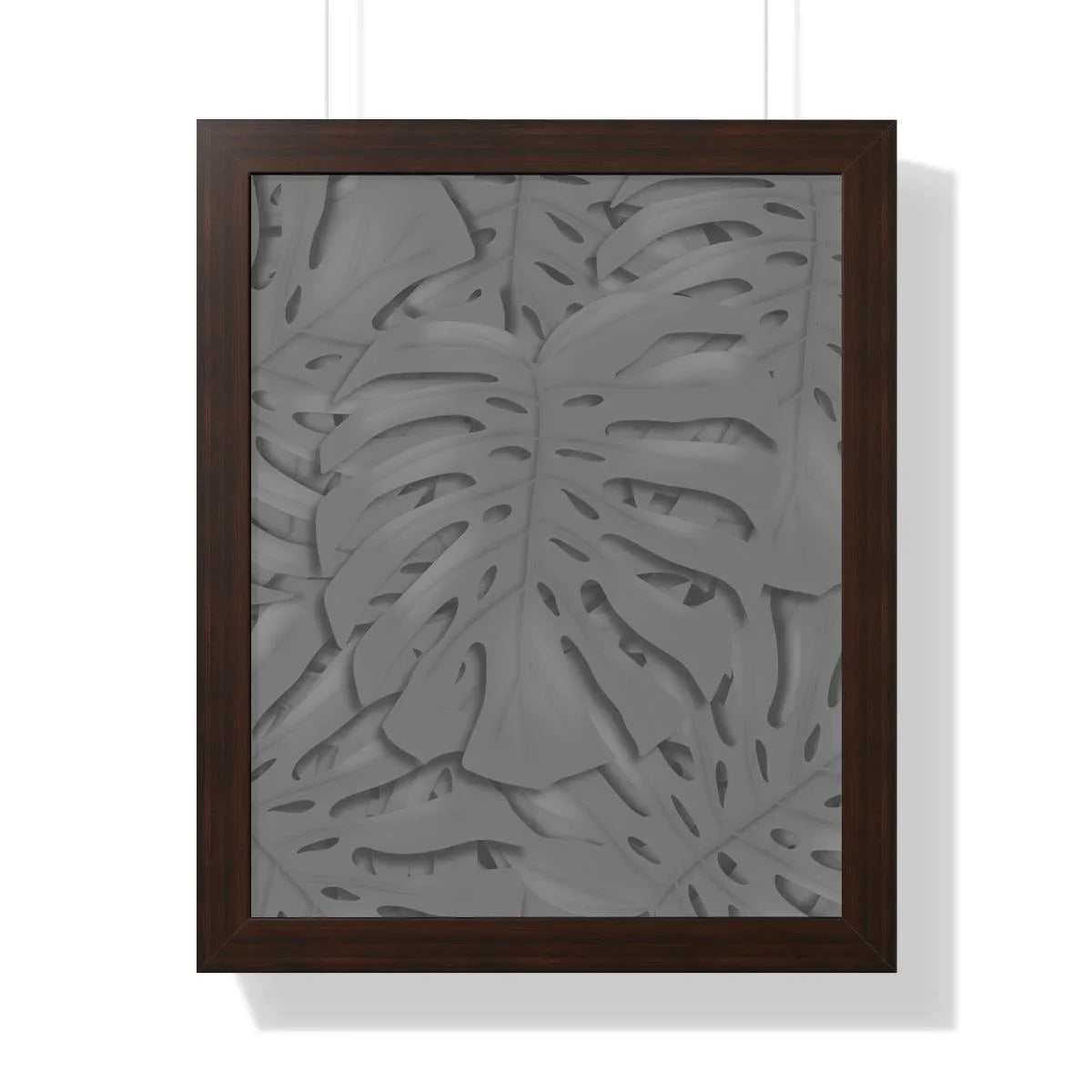 Grey Monstera Framed Print – Botanical Wall Art