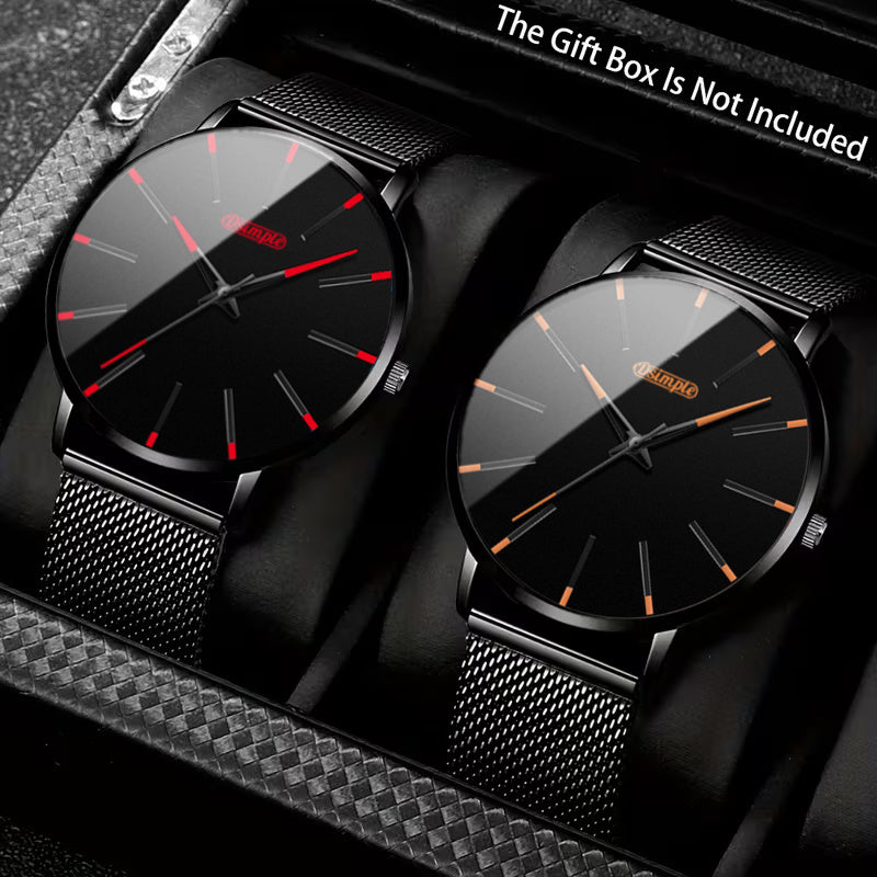 2pcs/set, Men Watch Sets, Fashion Watches for Men Classic Quartz Mens Watches, Sporty Elegant Design, Formal & Casual Attire, Ideal Choice for Christmas Present Father's Day Gift, Reloj Para Hombre.