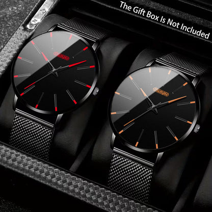 2pcs/set, Men Watch Sets, Fashion Watches for Men Classic Quartz Mens Watches, Sporty Elegant Design, Formal & Casual Attire, Ideal Choice for Christmas Present Father's Day Gift, Reloj Para Hombre.