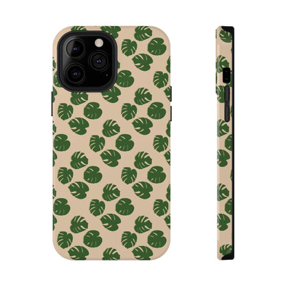 Monstera Pattern Phone Case – Dual Layer Protective Cover