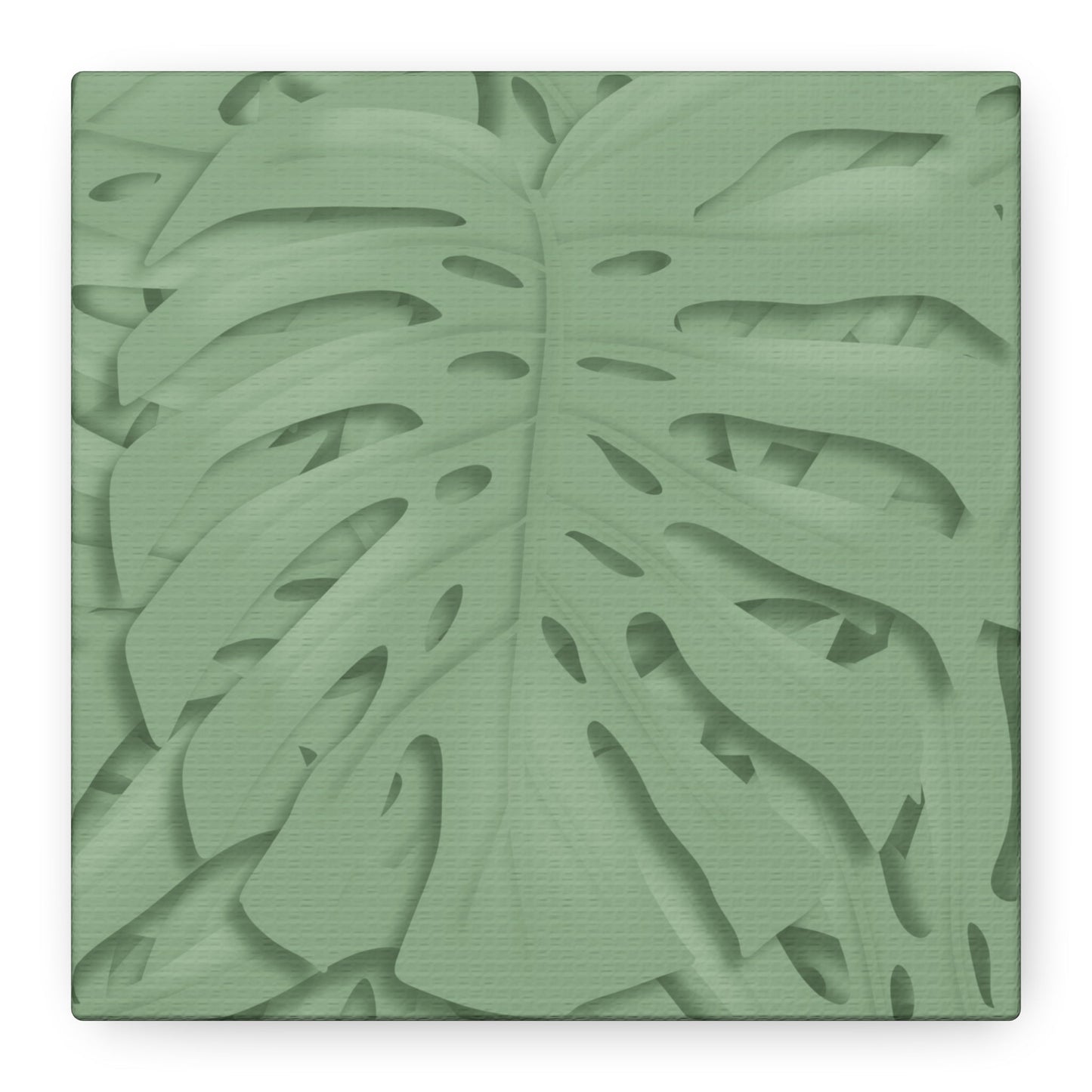 Sage Green Monstera Canvas Print – Botanical Wall Art