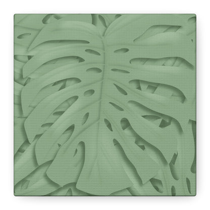 Sage Green Monstera Canvas Print – Botanical Wall Art