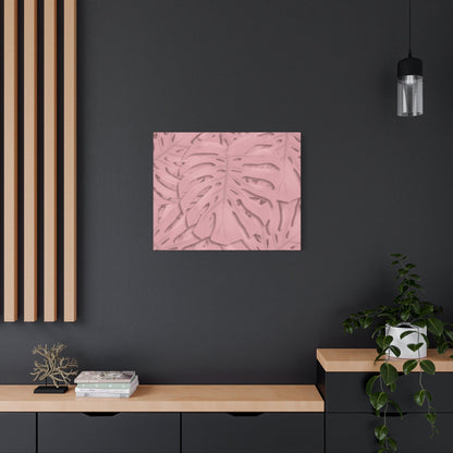 Soft Pink Monstera Canvas Print – Botanical Wall Art