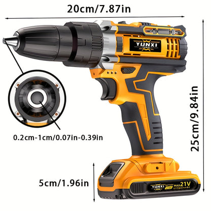 21V Multi-function Impact Drill Set Wireless Power w/ Battery And Quick Charger