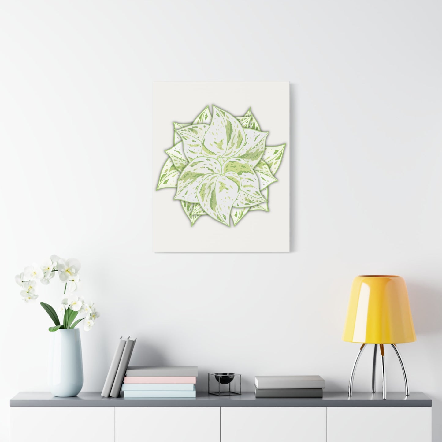 Snow Queen Pothos Canvas Print – Botanical Wall Art